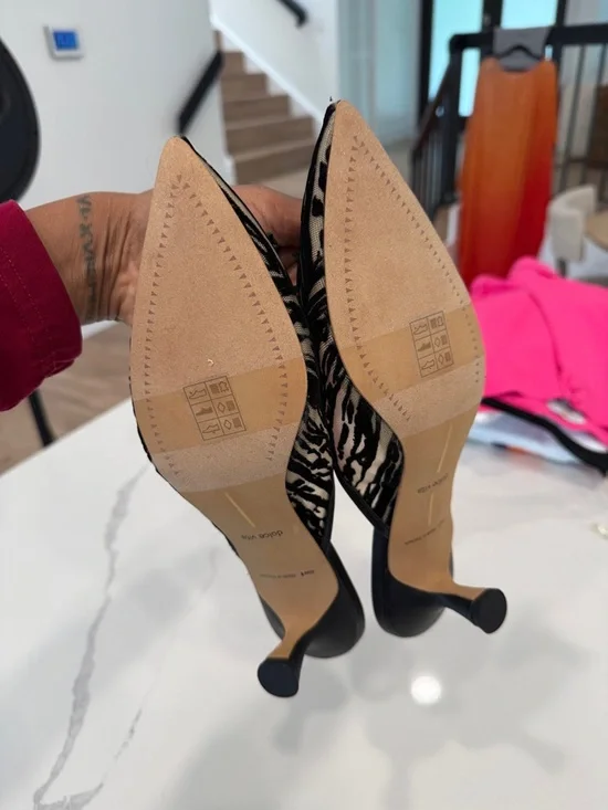 Dolce Vita Black and Beige Pointed Mule with Animal Print - Picture 3 of 3